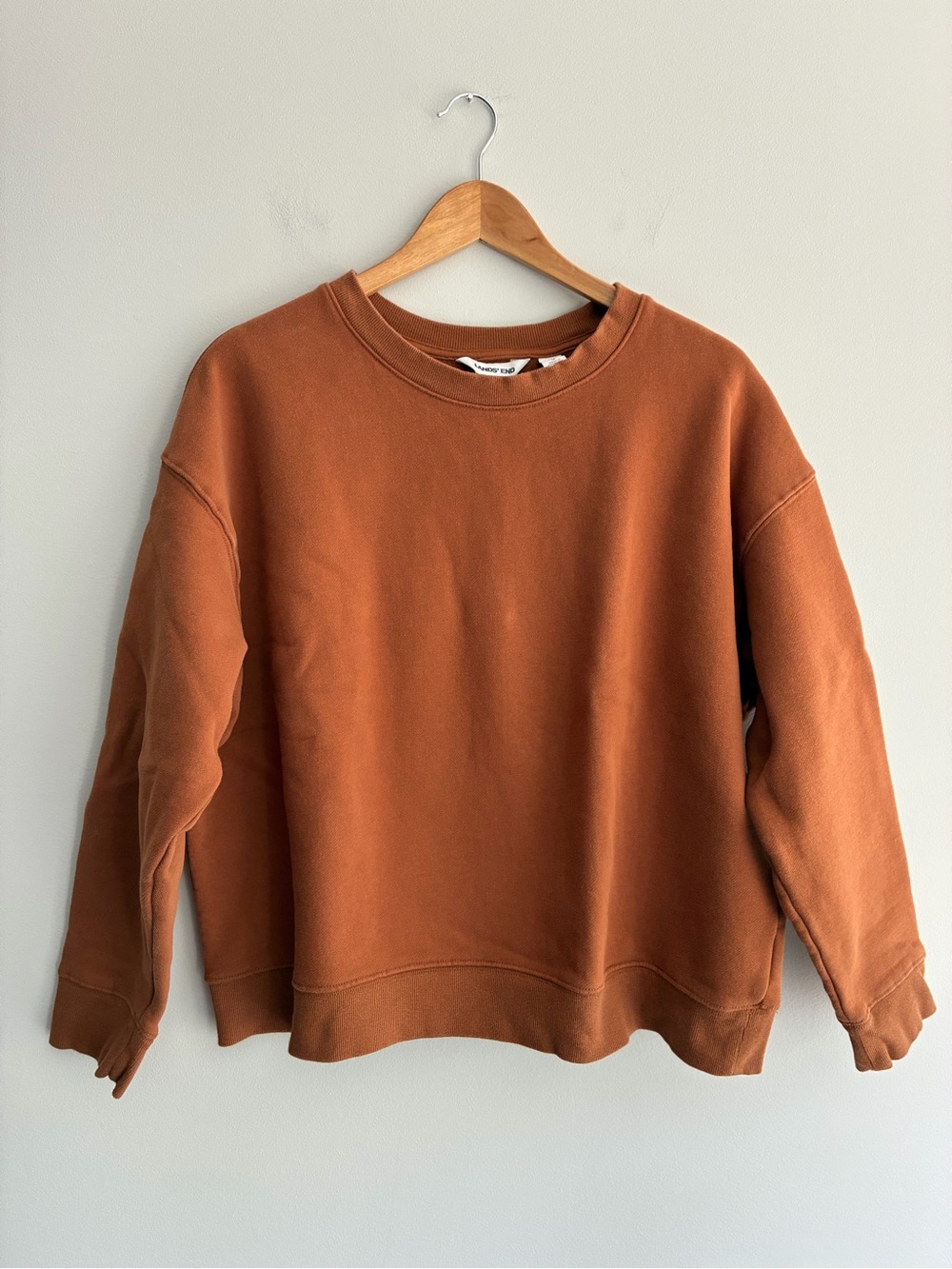 Lands' End Burnt Orange Cropped Crewneck Sweatshirt XL